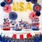 Memorial Day Patriotic Table Decorations Set (9PCS) – Red, White & Blue Honeycomb Centerpieces for Office, Home, 4th of July & American 250th Celebration Decor